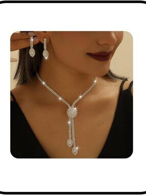 Bridal Wedding Jewelry Set for Women Vintage Flower Crystal Earrings Necklaces R